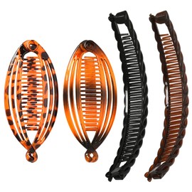 4 Pcs Banana Clip Clincher Comb Set for Hair Pony Fishtail Hair Clips for Women Curly Thick Hair Accessories for Women Girls Hair Banana Combs No Slip Fish Hair Barrettes