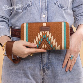 Montana West Wrangler Wristlet Wallet Western Wallets for Women Aztec Knitted Womens Wallet Large Capacity Ladies Wallet RFID Clutch Purse Credit Card Holder for Women