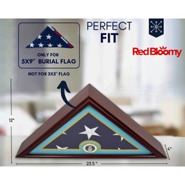 RED BLOOMY 5'x9' Air Force Flag Display Case, Veteran Burial, Army Flag Display Case, Display Case for Collectibles, Flag Display Case for Burial Flag, American Flag Display Case, Veterans Day Gift