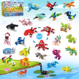 LINAYE 36 Packs Party Favors for Kids - 108 Models Mini Animals Dinosaur Building Blocks Set Toys for Kids Easter Stuffers Fillers Birthday Gifts Classroom Prizes for Boys Girls