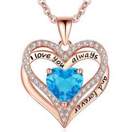 XINHUAYJ S925 Sterling Silver Necklace for Women, Wife Jewelry Rose Gold, Mom Birthday Valentines Mothers Day Gifts, Girlfriend Necklaces, Daughter Heart Jewel, Anniversary for Her (Rose Gold)