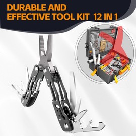 ENNSOO Multitool Stocking Stuffers for Men, Christmas Gifts for Men Dad Boyfriend, 12-in-1 Pliers Men Gifts for Christmas, Self-locking Multi Tool EDC Versatile Tool for DIY, Garden, Outdoor-Sliver