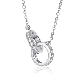 RANKEEF Silver Necklaces For Women Silver Necklace 925 Silver Necklace Cubic Zirconia Circle Silver Pendant Necklace Ladies Silver Necklace Sterling Silver Necklace For Women