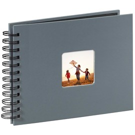 Hama Fine Art photo album, 50 black pages (25 sheets), spiral bound album 24 x 17 cm, with cut-out window, grey