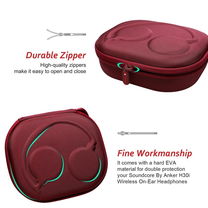 XANAD Headphones Case for Soundcore H30i Wireless On-Ear Headphones (Red)