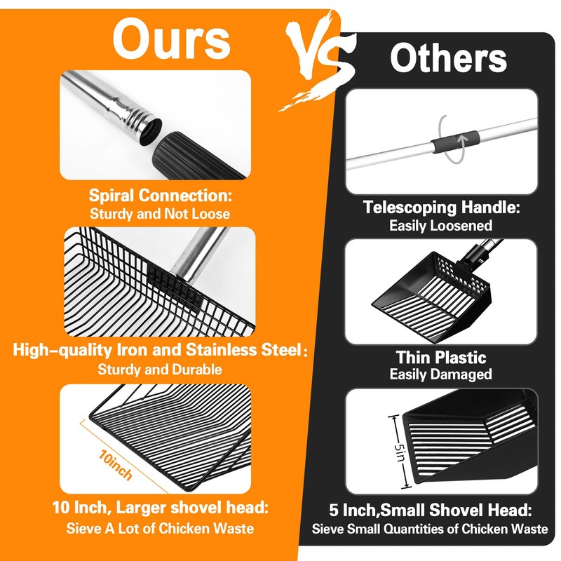 Large Chicken Poop Scooper, Chicken Coop Rake Scooper Accessories