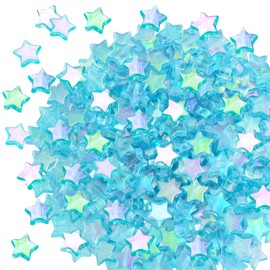 YALOJE 200PCS Acrylic Star Beads, 11 mm Blue Star Shape Charming Beads, Glossy Loose Spacer Star Beads Bead Bulk for Jewelry Making, DIY Crafts, Hair