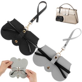 Qianyu 2 Pcs Soft Leather Sunglasses Bag Soft Felt Eyeglass Storage Cases Holder Portable Outdoor Travel Glasses Case Slim Sunglasses Organizer Cases with Wristlet Strap for Women Men