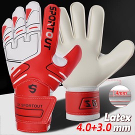 Fingersave Goalkeeper Gloves for Children, Teenagers & Adults, Non-Slip with Strong Protection for Fingers, Black, red, 9