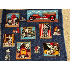 springs industries Firefighter Dalmatian USA Cut & Sew Cotton Fabric Panels 34x44Springs Industries