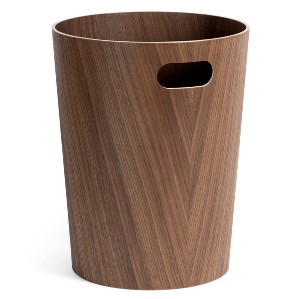 Kazai. Börje Real Wood Waste Paper Bin, Modern Wooden Bin for Office, Children's Room, Bedroom etc. Walnut