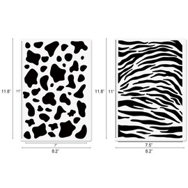 4 Pcs Animal Skin Print Stencils, Leopard Cow Fish Scale Tiger Print Skin Templates for Drawing, Reusable A4 Animal Plastic Stencils for Painting on Wood Fabric Wall Furniture DIY Art Home Decor