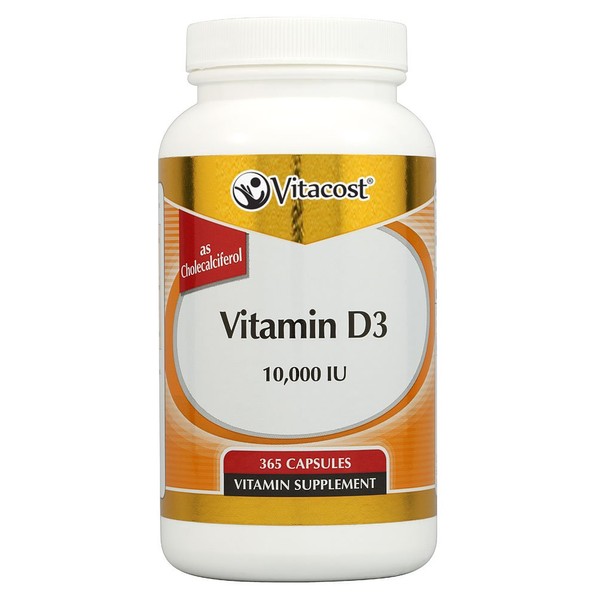 Vitacost Vitamin D3 (as Cholecalciferol) - 10000 IU - 365 Capsules
