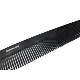 Swedish Crown Women's Sawn Comb 19.5 cm Handmade Hairdressing Comb Black with Two Teeth Fine + Normal (6045 CA)
