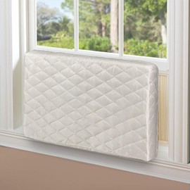 Homydom Air Conditioner Cover Inside,Window AC Unit Cover, Double Insulation with Elastic Strap, Light Yellow S-21"x 13"x 3.5"(L x H x D)