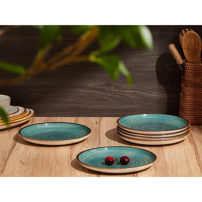 ONEMORE Ceramic Dinner Plates Set of 6, 8.5 inch Small