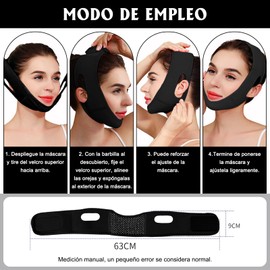 2PCS Mentonera Postquirúrgica Papada | Face Lift Tape Invisible | Faja Facial para Dormir | Reductor de Papada Mujer (negro)