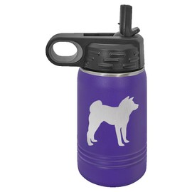 Akita Dog Insulated Water Bottle | Stainless Steel | Akita Dog Lover | Akita Gifts (12 oz, Purple)
