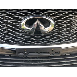 Front License Plate Tag Holder Mounting Adapter Bumper Kit Bracket for Infiniti (All Models) Quantity Discount (9.45$ to 5.60$)(Each with 6 Screws + 2 Built in Nuts) – Premium Car Set Accessories (1)