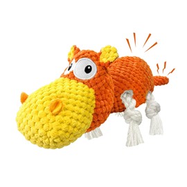 TOOPTATE Squeaky Dog Toys - Cute Soft Plush Dog Toys for Large, Medium, Small Dogs and Puppies to Keep Them Busy (Orange, Medium)