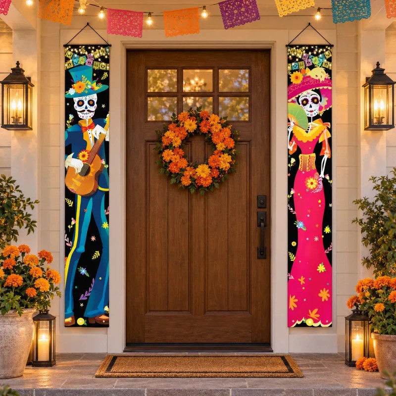 Decoración de Día de Muertos para Puerta, de 2 Banners
