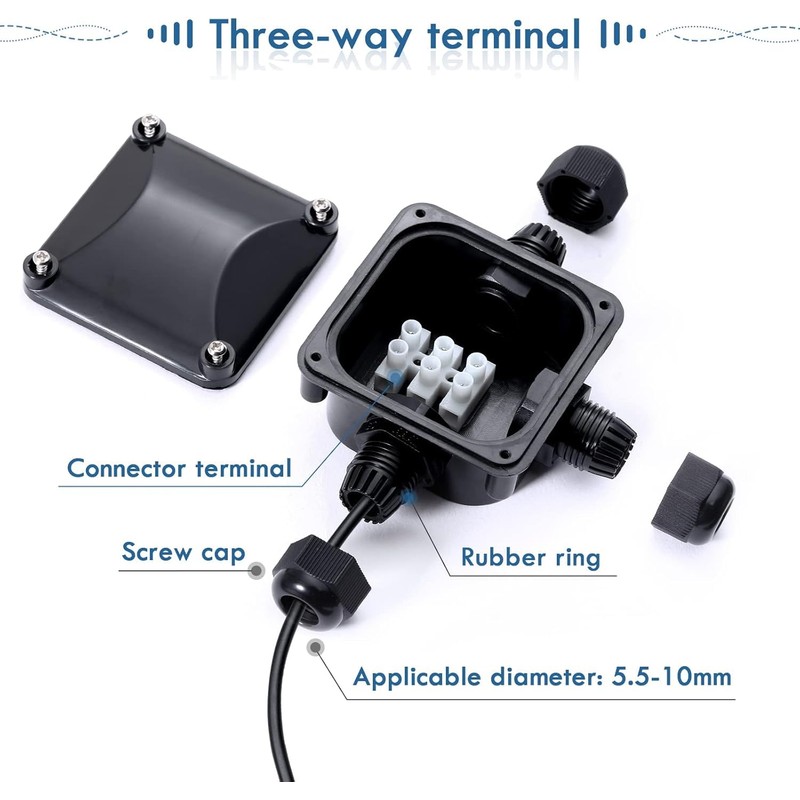 GWHOLE 4Pcs Waterproof IP66 Outdoor Electric Junction Project Box, 3-Way