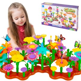 OSDUE Flower Garden Toy, DIY Bouquet Sets, Flower Building Blocks Set, Montessori Toy Flowers Building Blocks Motor Skills Toy, Art Flower Arrangement Gift for 3-6 Girls and Boys (144 Pieces)
