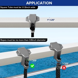 yboatch Boat Bumper Clips Hangers Adjusters Cleats 8Pack, Pontoon Fender Clips for Docking, Durable ABS Boat Fender Clips for 1 Inch and 1.25 Inch Square Tube, Grey