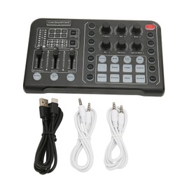 Live Sound Card Noise Reduction Plug and Play Voice Changer Sound Mixer Board for Karaoke Live Recording