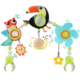 Lynncare Adjustable Arch Bassinet Toys for Infant & Toddlers, Stroller Arch, Baby Crib Toys with Fascinating Toys for Stimulating Baby’s Senses and Developing Motor Skills