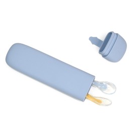 LITTLE RAWR Silicone Baby Feeding Spoons with Storage Box, First Stage Infant Soft-Tip Easy on Gums I Training Spoon Self | Utensils Supplies (Blue)