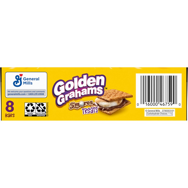 Golden Grahams Breakfast Cereal Treat Bars, S'mores, Snack Bars, 8