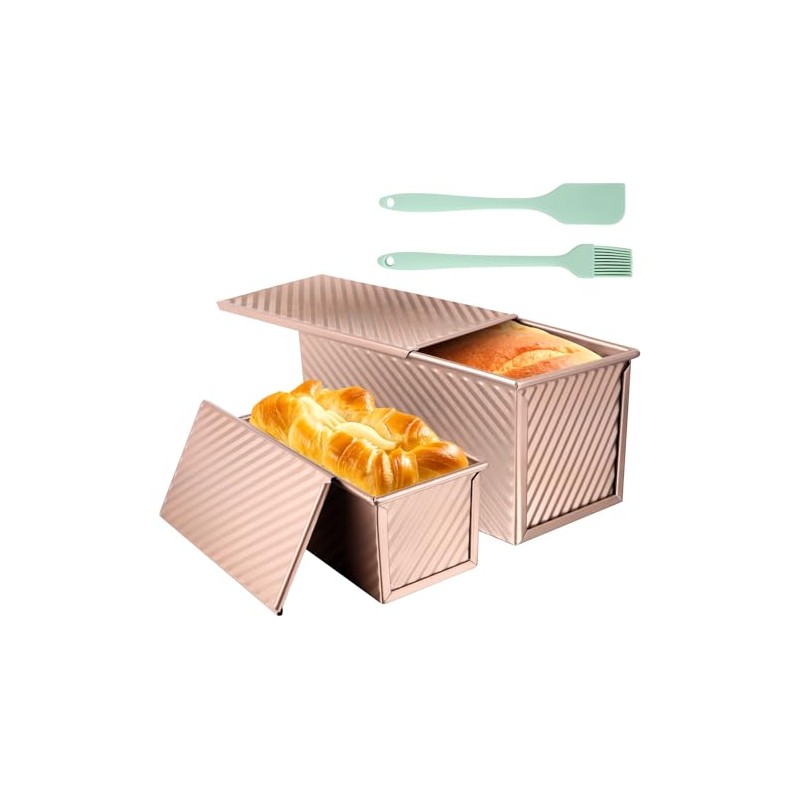 Bread Baking Mould with Lid, Rectangular Rose Gold, Toast Bread