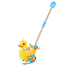 Battat – Waddling Push Toy – Wooden Duck – Walks & Flaps – Silly Sounds & Bobble Head – 12 Months + – Quack & Go Duck