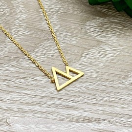 Medium Gold Twin Peaks Mountain Pendant Necklace (Stainless Steel) Miss Fit Boutique