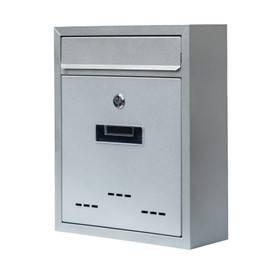 YOOBOX Wall-Mount Mailbox for House Outside, Locking Key Drop Box with View Window, Locking Postbox, Steel Metal Mail Box, 12.2 x 10.24 x 3.74 inch, Silver, MA002