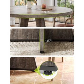 LITTLE TREE Round Dining Table for 4-6 People, 47 Inches Dining Room Table with Wooden Pedestal Base, Grey Dinner Table, Circle Kitchen Table for Dining Room, Kitchen, Living Room(Table Only)