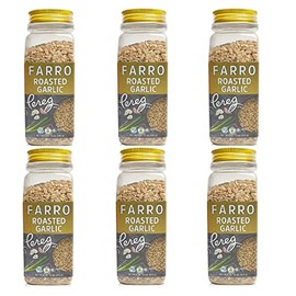 Pereg Farro Grain Roasted Garlic Canister (12 Oz x 6 Pack), Vegan Gourmet Food, Non-GMO, Rich in Fiber, Ready to Eat, Quick Meal & Perfect Side Dish