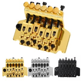 Guitar Tremolo Bridge, Guitar Double Locking Tremolo Bridge System Assembly Set Double Rocking Spring Stabilizer Device for Electric Guitar (Gold) Tremolo Gold Bridge