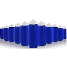 Gary Plastic Packaging 32 oz Sports Bottle Football Baseball Hockey (25 Pack) Water Bottle BPA Free (Blue/White)