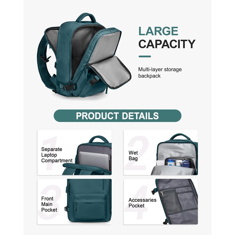 Travel Backpack for Women Men Business Laptop Backpack Fits 15.6