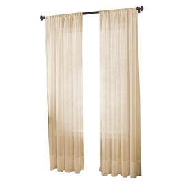 JENIN HOME Cortina Tergal Beige Translucida 1 Hoja 140 x 210 cm, Cortina Transparente, Cortinas para recámara o Sala, Cortina Acogedora, Permite la luz, Cortina Decorativa. (Beige Tergal)