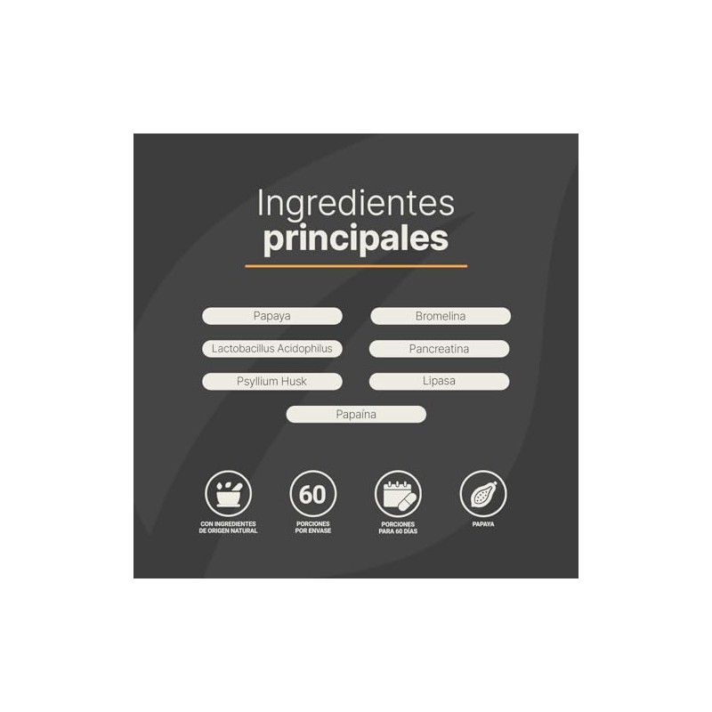 Enzimas Digestivas Probióticos Papaya Psyllium Husk 180 Cápsulas 1800 Por