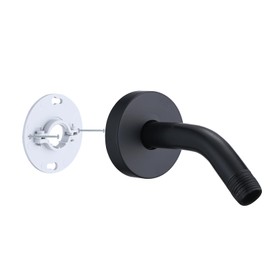RAINREVIVE 6 Inch Shower Arm with Flange and Stabilizer Bracket, Wall Mounted Shower Pipe Arm 304 Stainless Steel For Fixed Shower Head & Handheld Showerhead, Matte Black