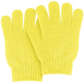 MOLOPPO Bath Glove 2 PCS Use Loofah Sponge Exfoliating Body Scrubber Deep Cleansing Removes Dead Skin for Both Women and Men（Yellow）