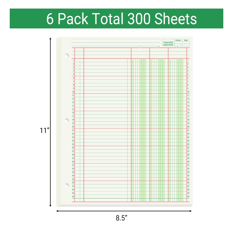 suituts 300 Sheets Columnar Analysis Pads 3 Column Accounting Paper,