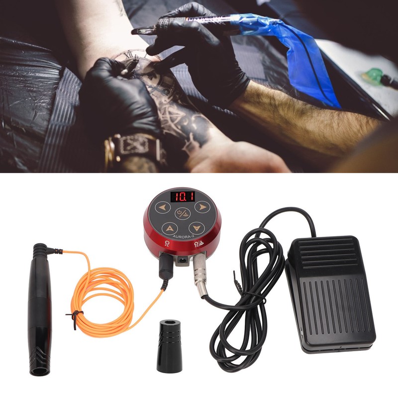 Tattoo Machine Pen Kit Double Output Power Supply Foot Pedal