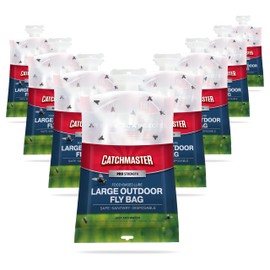 Catchmaster Pro Series Disposable Fly Bag 8-Pack, Hanging Fly Trap Outdoor Home, Bug Catcher and Flying Insect Trap with Premium Food Lure, Pest Control, Big Bag for Backyard, Pool, Patio & Camping