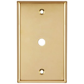 ENERLITES 0.406" Diameter Hole Phone Cable Metal Wall Plate, Stainless Steel Corrosion Resistant, Size 1-Gang 4.50" x 2.76", 7741-PB, Polished Brass, Gold