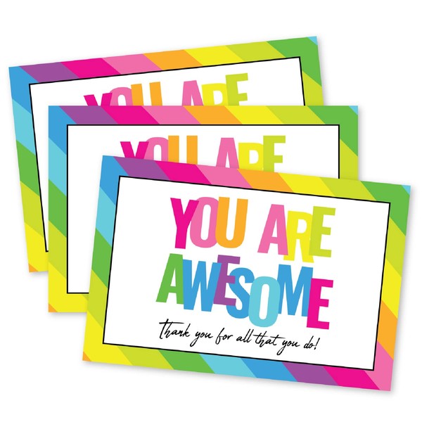 50 Large 4x6 You Are Awesome Postcards - Thank You Note Cards - Kudos Appreciation for Volunteers, Medical Worker, Nurse, Doctor, Healthcare, Students, Employee Recognition Made in the USA